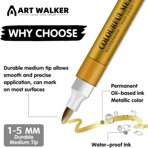 Metallic acrylic paint marker pen with 1-5mm durable medium tip for rock art painting.