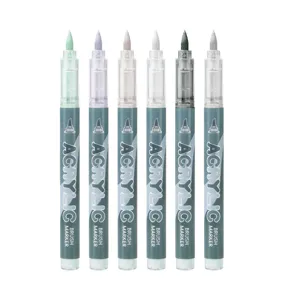 Direct-liquid acrylic marker set, 6 colorful pens for student art, DIY graffiti and painting.