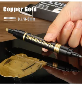 Doppelspitze Kupfer Gold Metallic Marker Stift wasserdicht Chrom Spiegel Farbe Stift fur Modell