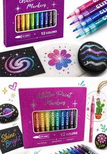 12er Set Glitzer Malstifte, wasserdichte schnell trocknende DIY Bastelstifte für Karten.