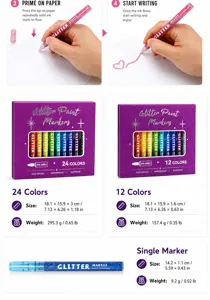 Glitzer Farbstifte Set 12/24 Farben Metallic Stifte auf Wasserbasis für DIY Karten Basteln
