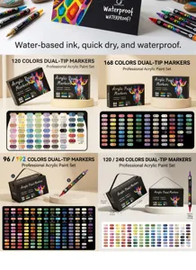 Set profesional de rotuladores de pintura acrílica de doble punta y colores vivos art.