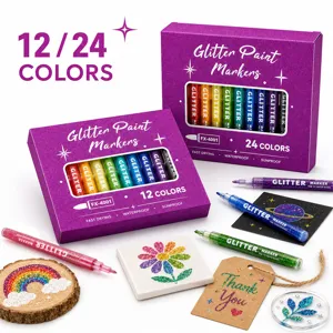 Glitter Textmarker Stifte Set Keilspitze Wasserdicht Wasserbasiert Für DIY Handwerk Grußkarten Journaling