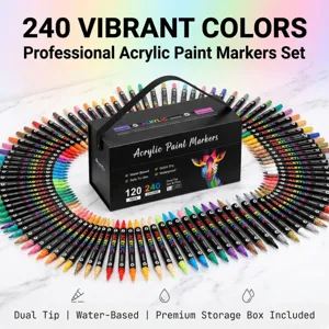 Juego de Rotuladores de Pintura Acrílica de Doble Punta Bolígrafos de Arte Base Agua Bicolores Profesionales para Dibujo DIY Graffiti