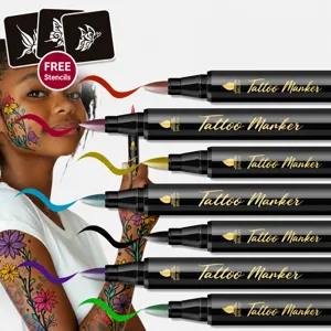 Temporary Tattoo Marker Pens Washable Body Art Skin Safe Quick Drying Marker Set For Festival Party DIY Makeup