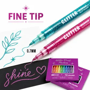 Glitzernde Farbmarkierer Set mit 0.7mm feiner Spitze für kreatives Basteln und Malen.