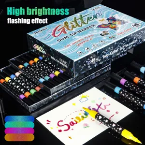 Doppellinie Metallische Glitzer Marker Doppelte Spitze Textmarker Für Schule Scrapbooking Journaling Kunstbedarf