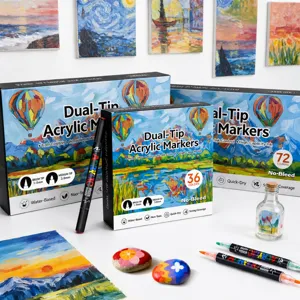 Rotuladores acrílicos de doble punta para dibujo artístico, impermeables y de secado rápido.