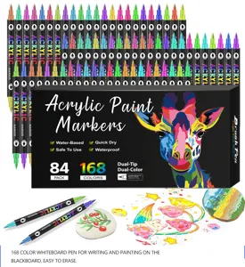 Set de 168 Rotuladores de Pintura Acrílica Doble Punta para Piedras, Lienzos, Madera y Manualidades