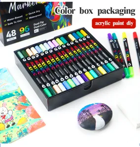 Juego de rotuladores acrílicos de doble punta para dibujo, impermeables y duraderos.