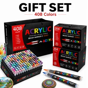 408 Farben Acryl Marker Stifte Geschenkset Pinselspitze fur Stein Holz Glas Leinwand