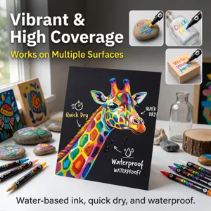 Rotuladores acrílicos vibrantes para pintura de rocas DIY, lienzo, madera y arte en vidrio.
