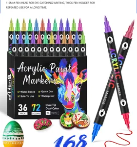 Set de rotuladores acrílicos de doble punta, 72 colores base agua para dibujo y manualidades.