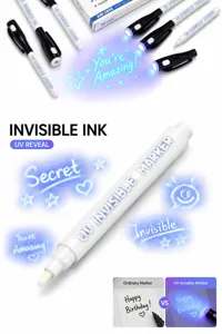 UV unsichtbare Tinte Marker Stift mit integrierter UV-Licht Taschenlampe für geheime Nachrichten.