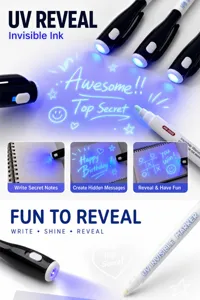 UV unsichtbare Tintenstift mit integriertem Schwarzlicht für Geheimschriften und Spaß.