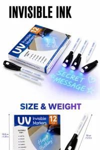 UV unsichtbare Tinte Marker Set mit UV Licht fuer geheime Nachrichten und kreatives Schreiben.