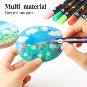 Set de rotuladores acrílicos para pintar piedras, marcadores artísticos de doble punta.