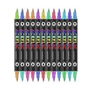 Set de rotuladores acrílicos de doble punta para dibujo, colores vibrantes en cualquier superficie.