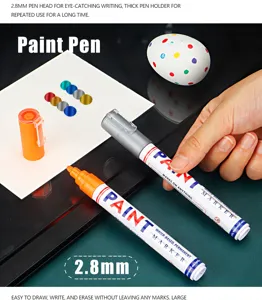 Waterproof paint marker pen with 2.8mm tip, ideal for rock painting, wood, and repairs.