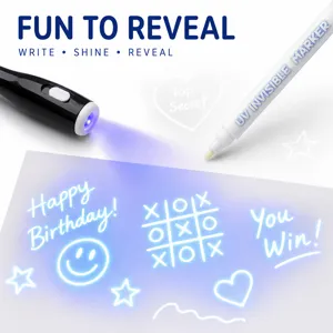 UV unsichtbarer Tinte Stift Set mit Schwarzlicht Taschenlampe für geheime Nachrichten.