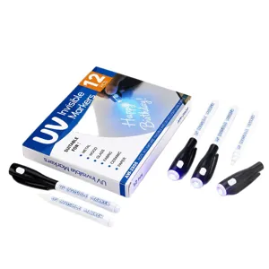 UV unsichtbare Marker Stifte Set mit integrierter UV Taschenlampe für geheime Nachrichten.