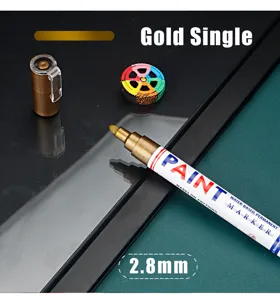 Gold paint marker 2.8mm waterproof permanent marker pen for rock metal wood glass crafts