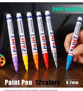 12 colors 0.7mm water-based paint pens, waterproof and permanent marker set for art rock painting.