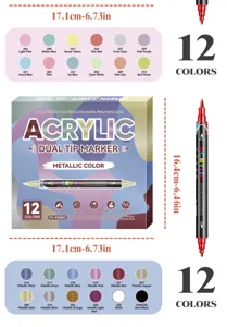 Set di pennarelli acrilici a doppia punta, forniture per pittura d'arte e graffiti.