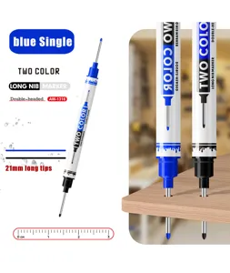Double head long nib marker pen detail showing 21mm deep hole woodworking and tile marking.