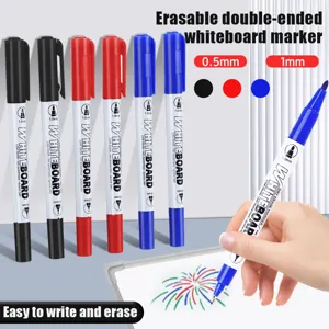 Löschbare doppelseitige Whiteboard-Marker Set mit 0,5mm und 1mm Spitzen in Schwarz Rot Blau.