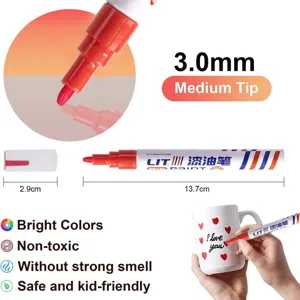 Wasserfester Farbstift für Autoreifen und Markierungen, 3,0 mm mittlere Spitze, leuchtend.