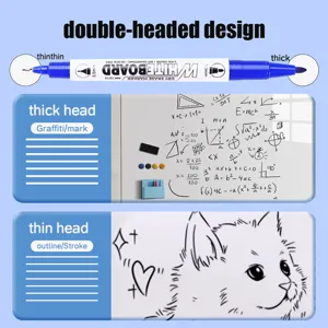 Doppelseitiger Whiteboard-Marker mit feinen und breiten Spitzen für Büro und Schule.