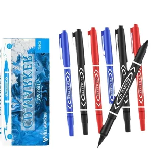 Double head CD marker set black blue red quick drying fine oil permanent marker pens box
