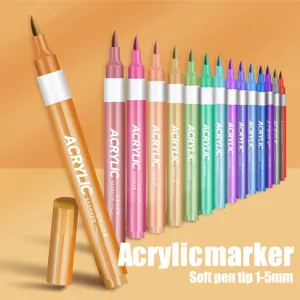 Juego de rotuladores acrílicos de colores con punta suave para dibujo y arte infantil.