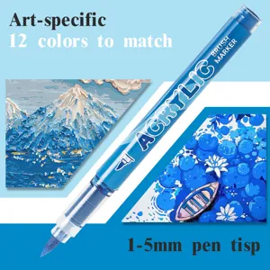 Acrylic brush marker pen with 1-5mm tip for art painting, vibrant colors for DIY projects.