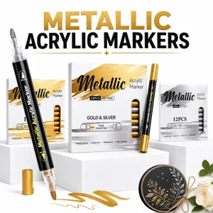Rotuladores acrilicos metalicos doble punta oro plata para dibujo arte manualidades