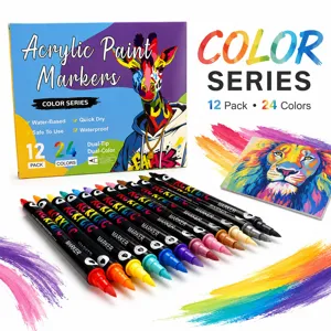 Rotuladores de Acrílico Doble Punta 24 Colores Base de Agua para Pintar Piedras y Manualidades