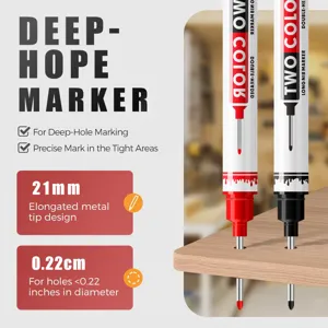 Double Head Long Nib Marker Pen Dual Color Woodworking Deep Hole Marker Permanent Oil Based Pen For Tile