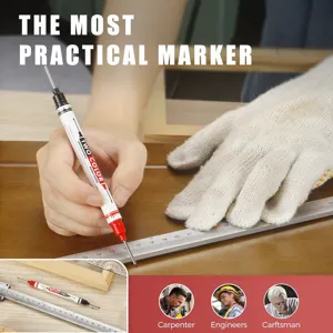 Two color long nib marker for deep holes, woodworking, construction, and precise marking tasks.