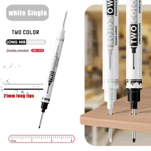 Double-headed long nib marker pen with 21mm extra long tip for woodworking and deep holes.