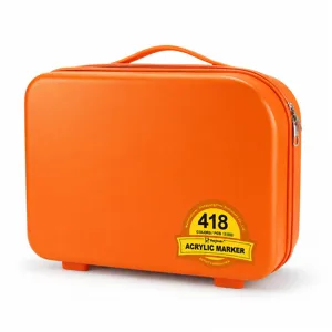 Set 418 Pennarelli Acrilici Liquidi in Valigia Arancione per Studenti e Pittura Arte DIY