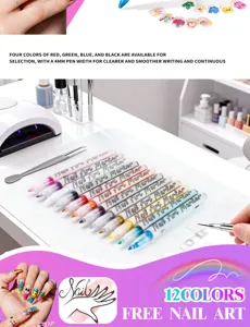 12 colors nail art marker pens quick drying acrylic DIY painting pens for nail design