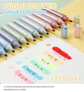 12 Colors Gradient Highlighter Pens Aesthetic Pastel Marker Pens for Note Taking and Journaling