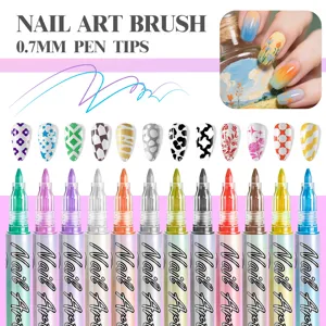 0.7mm nail art brush set acrylic paint marker pens for diy manicure design 12 colors