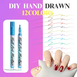 12 Colors DIY Nail Art Marker Pen Quick Dry Hand Drawn Painting Line Pen Set for Manicure