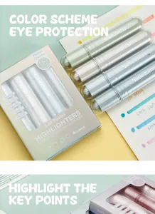 Pastel highlighters set cute aesthetic pastel marker pens school stationery supplies 4 colors