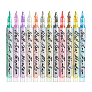 12-Color Nail Art Marker Set DIY Acrylic Paint Pens Quick-Drying Fine Line Drawing Tools
