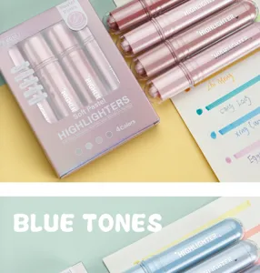Pastel highlighters aesthetic cute marker pens for school students journaling notes and writing.