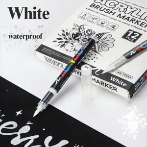 White acrylic marker pen, direct-liquid soft tip, waterproof graffiti and highlight pen.