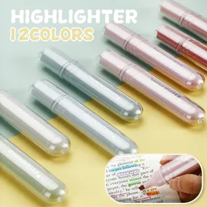 Cute capsule highlighter 12 colors set, aesthetic portable marker for school and office.